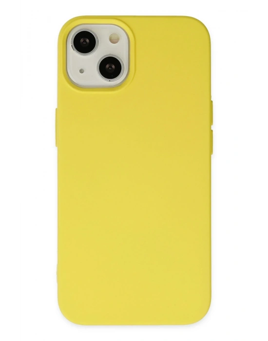 Newface iPhone 14 Plus Kılıf Nano içi Kadife Silikon - Sarı