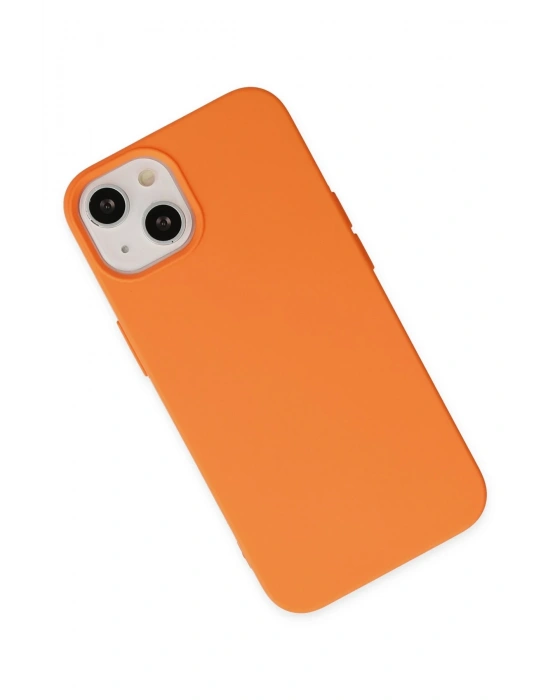 Newface iPhone 14 Plus Kılıf Nano içi Kadife Silikon - Turuncu