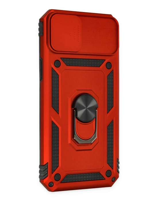 Newface iPhone 14 Plus Kılıf Pars Lens Yüzüklü Silikon - Kırmızı