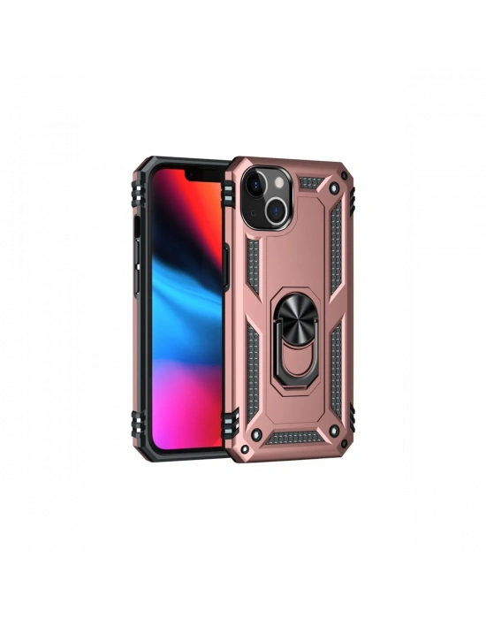 Newface iPhone 14 Plus Kılıf Sofya Yüzüklü Silikon Kapak - Rose