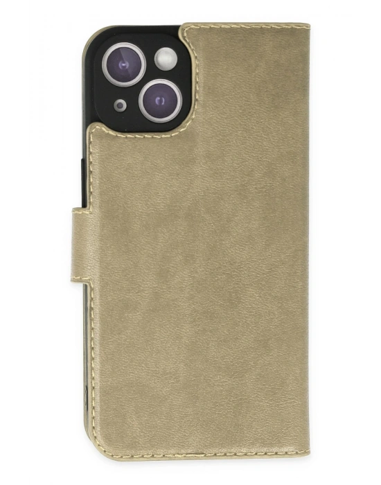 Newface iPhone 14 Plus Kılıf Trend S Plus Kapaklı Kılıf - Gold