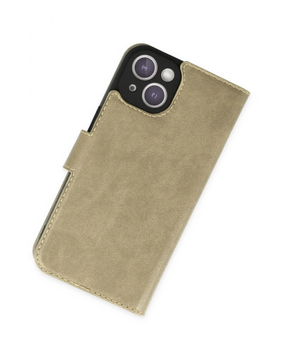 Newface iPhone 14 Plus Kılıf Trend S Plus Kapaklı Kılıf - Gold