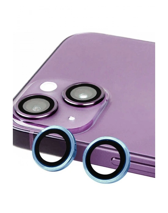 Newface iPhone 14 Plus Raze Metal Kamera Lens - Mavi