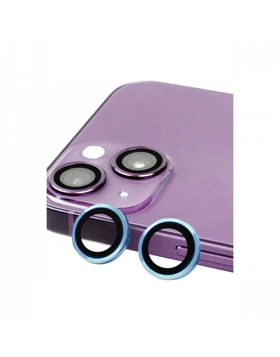 Newface iPhone 14 Plus Raze Metal Kamera Lens - Mavi