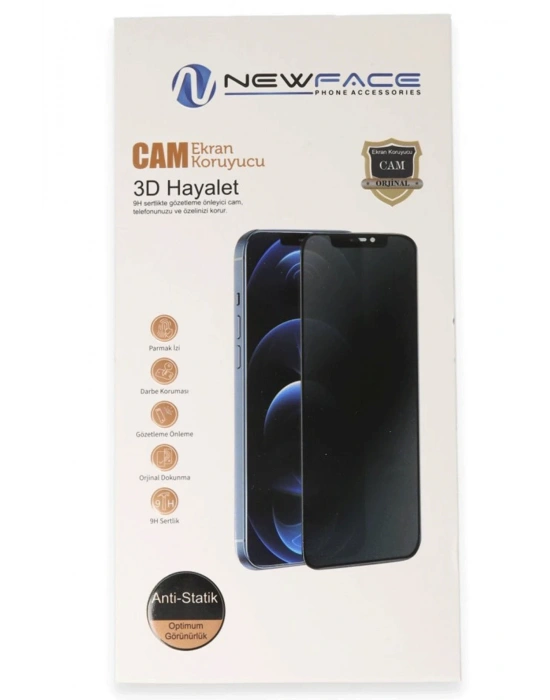 Newface iPhone 14 Pro 3D Antistatik Hayalet Cam Ekran Koruyucu