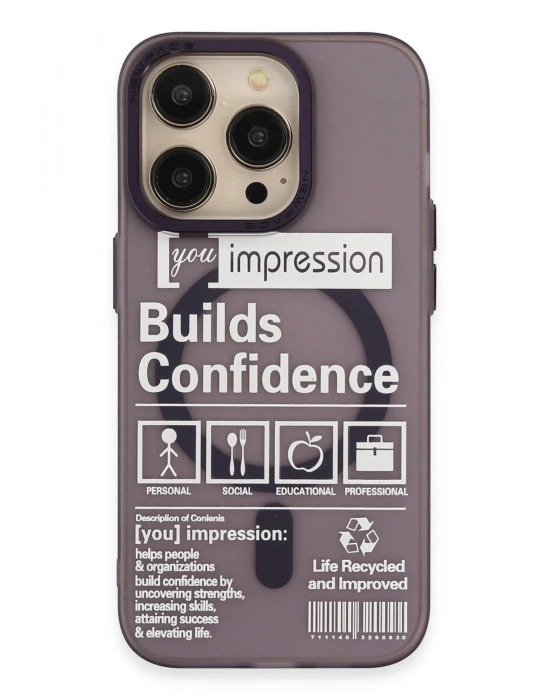 Newface iPhone 14 Pro Kılıf Apollo Magneticsafe Desenli Kapak - Apollo Mor - 6