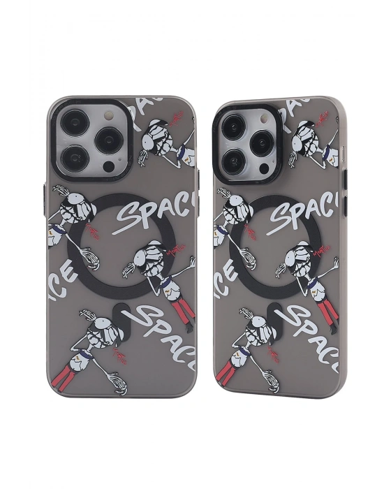 Newface iPhone 14 Pro Kılıf Apollo Magneticsafe Desenli Kapak - Apollo Siyah - 3