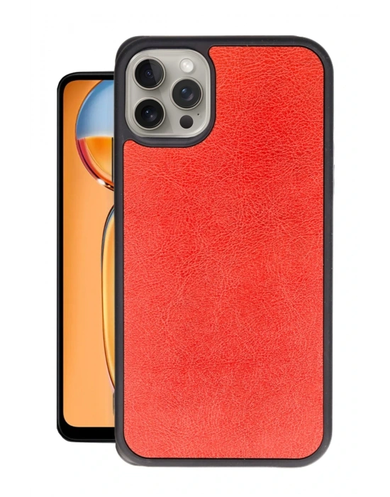 Newface iPhone 14 Pro Kılıf Aras Deri Kapak - Kırmızı