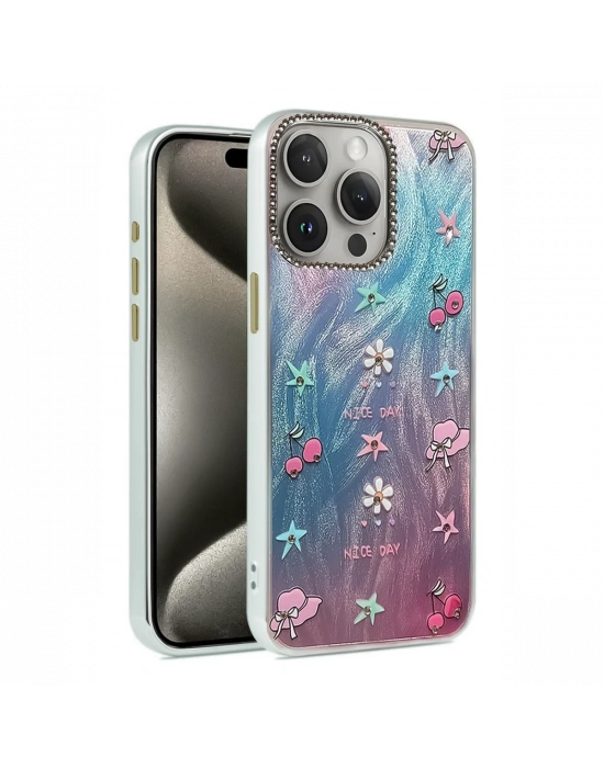 Newface iPhone 14 Pro Kılıf Blade Aynalı Desenli Kapak - Desen 4