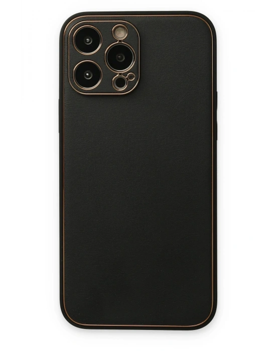 Newface iPhone 14 Pro Kılıf Coco Deri Silikon Kapak - Siyah