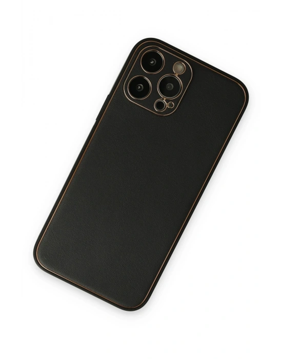 Newface iPhone 14 Pro Kılıf Coco Deri Silikon Kapak - Siyah