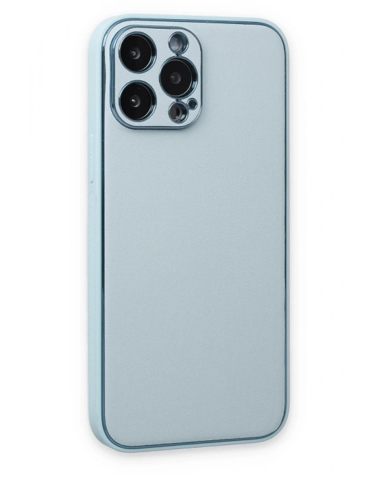 Newface iPhone 14 Pro Kılıf Coco Deri Silikon Kapak - Sky Blue