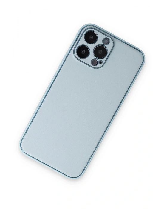 Newface iPhone 14 Pro Kılıf Coco Deri Silikon Kapak - Sky Blue