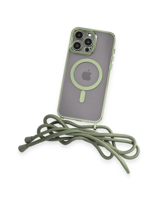 Newface iPhone 14 Pro Kılıf Divo Lazer Askılı Magsafe Kapak - Koyu Yeşil