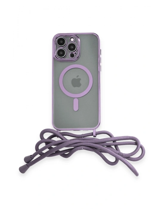 Newface iPhone 14 Pro Kılıf Divo Lazer Askılı Magsafe Kapak - Lila