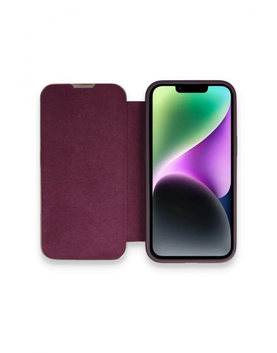 Newface iPhone 14 Pro Kılıf Dolpin Kapaklı - Derin Mor