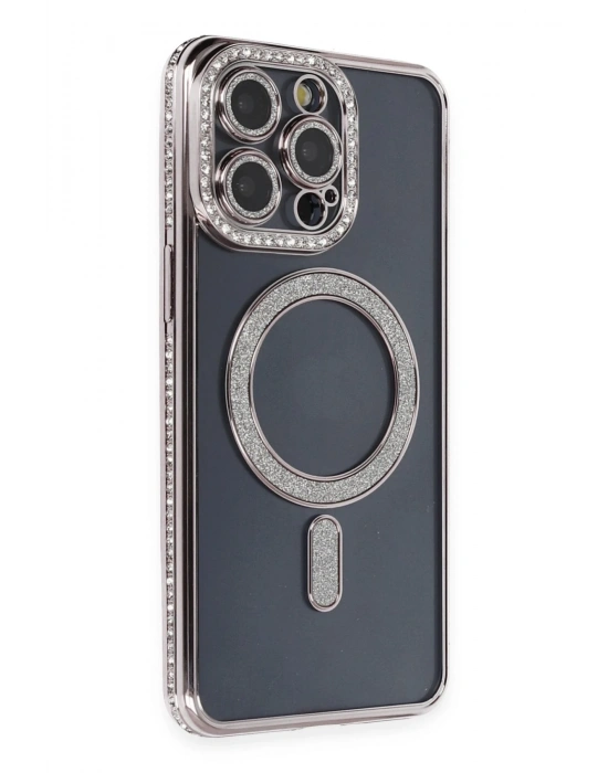 Newface iPhone 14 Pro Kılıf Joke Simli Magneticsafe Kılıf - Gri