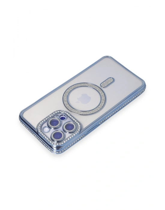 Newface iPhone 14 Pro Kılıf Joke Simli Magneticsafe Kılıf - Mavi