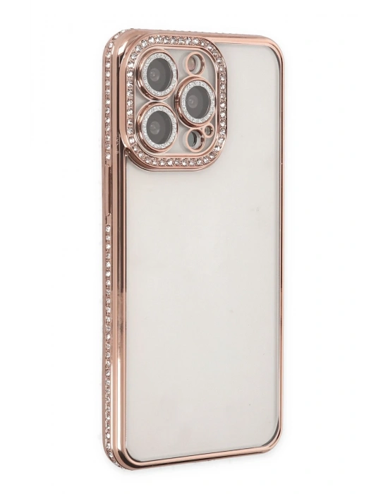 Newface iPhone 14 Pro Kılıf Joke Taşlı Silikon - Pembe