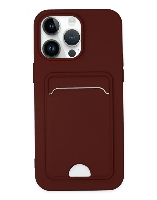 Newface iPhone 14 Pro Kılıf Kelvin Kartvizitli Silikon - Bordo