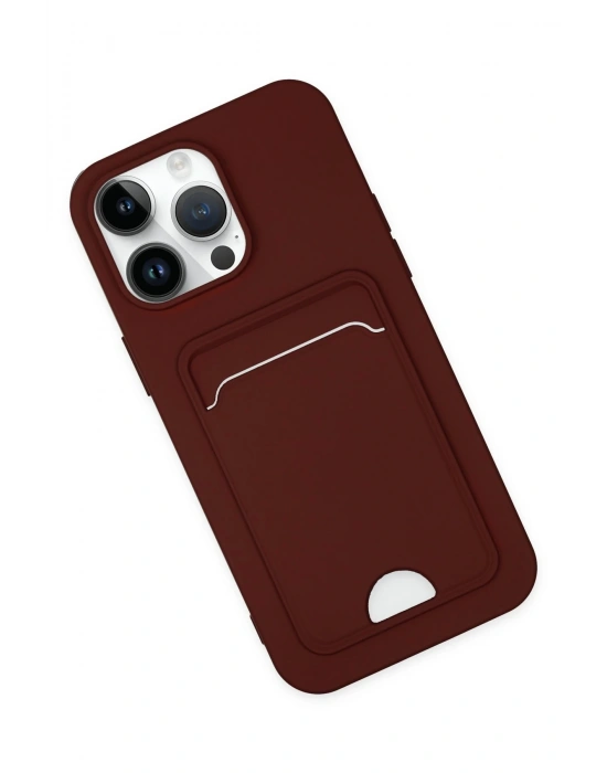 Newface iPhone 14 Pro Kılıf Kelvin Kartvizitli Silikon - Bordo