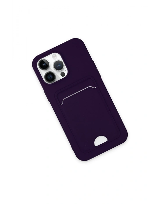 Newface iPhone 14 Pro Kılıf Kelvin Kartvizitli Silikon - Derin Mor