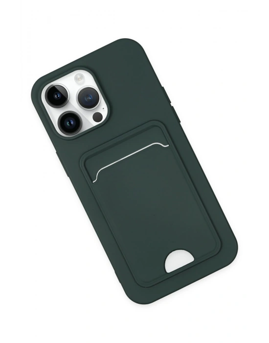 Newface iPhone 14 Pro Kılıf Kelvin Kartvizitli Silikon - Koyu Yeşil