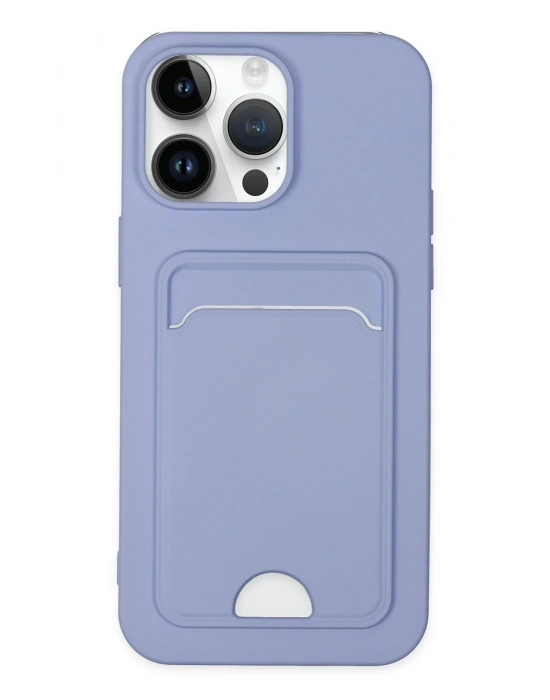 Newface iPhone 14 Pro Kılıf Kelvin Kartvizitli Silikon - Lila