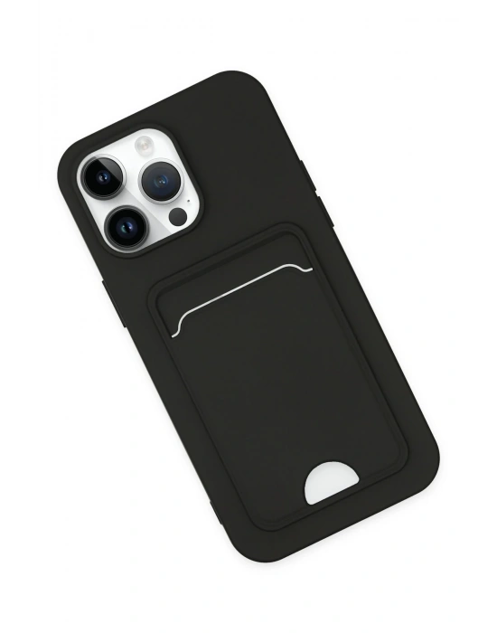 Newface iPhone 14 Pro Kılıf Kelvin Kartvizitli Silikon - Siyah