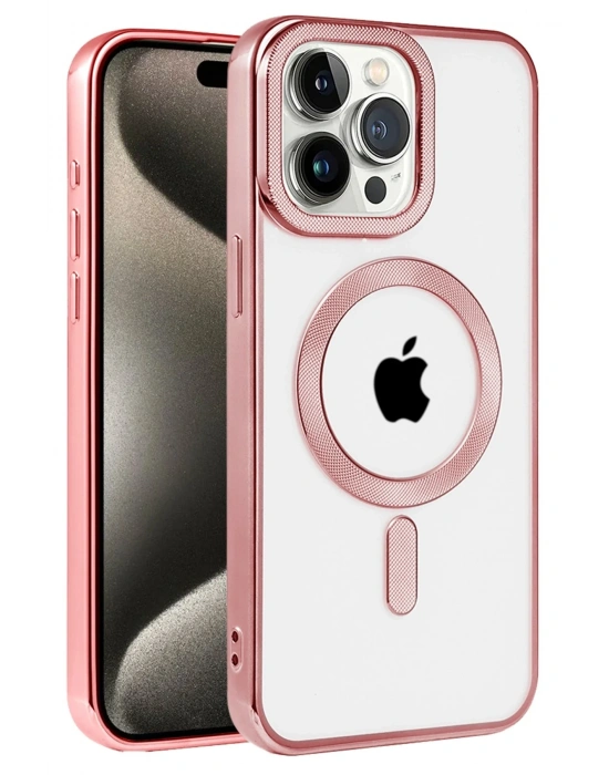 Newface iPhone 14 Pro Kılıf Kronos Magsafe Kapak - Rose Gold