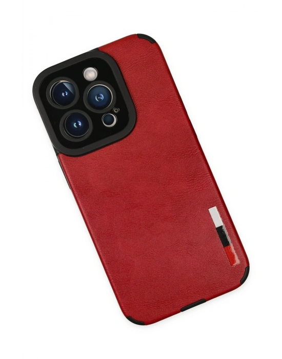 Newface iPhone 14 Pro Kılıf Loop Deri Silikon - Kırmızı