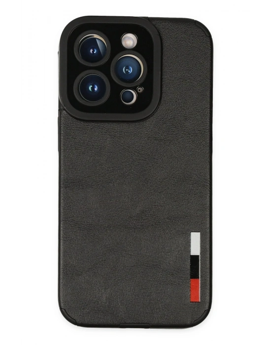 Newface iPhone 14 Pro Kılıf Loop Deri Silikon - Siyah