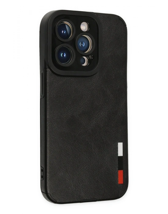 Newface iPhone 14 Pro Kılıf Loop Deri Silikon - Siyah