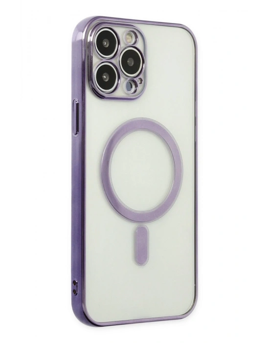 Newface iPhone 14 Pro Kılıf Magneticsafe Lazer Silikon - Mor