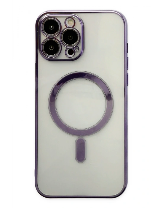 Newface iPhone 14 Pro Kılıf Magneticsafe Lazer Silikon - Mor