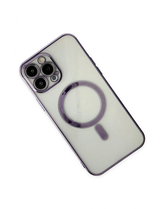 Newface iPhone 14 Pro Kılıf Magneticsafe Lazer Silikon - Mor