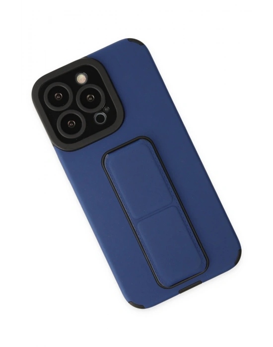 Newface iPhone 14 Pro Kılıf Mega Standlı Silikon - Mavi
