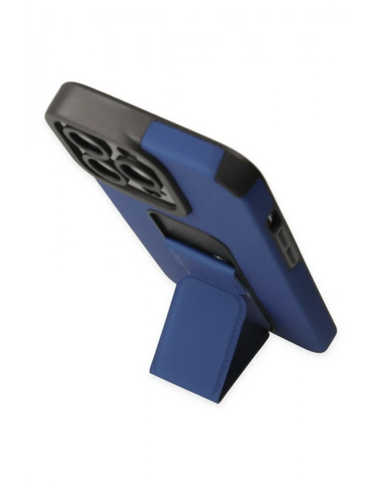 Newface iPhone 14 Pro Kılıf Mega Standlı Silikon - Mavi