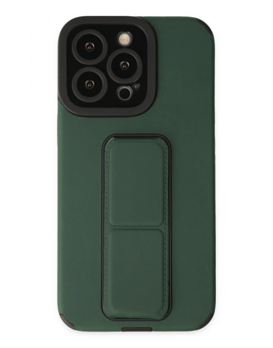 Newface iPhone 14 Pro Kılıf Mega Standlı Silikon - Yeşil