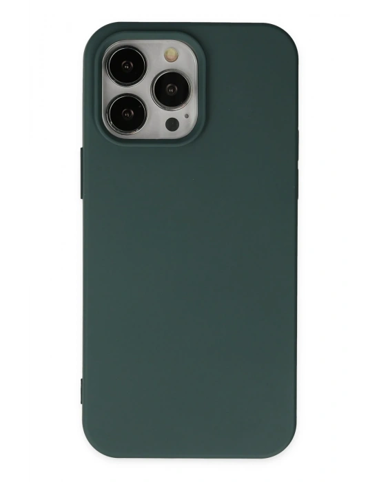 Newface iPhone 14 Pro Kılıf Nano içi Kadife Silikon - Koyu Yeşil
