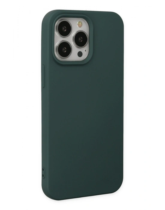 Newface iPhone 14 Pro Kılıf Nano içi Kadife Silikon - Koyu Yeşil