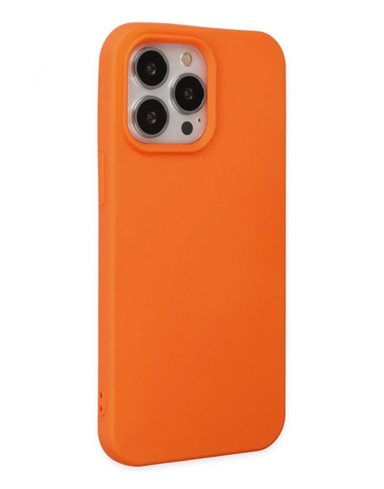 Newface iPhone 14 Pro Kılıf Nano içi Kadife Silikon - Turuncu