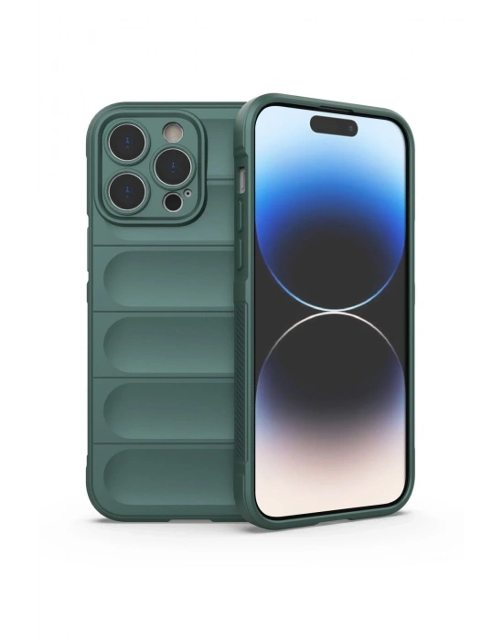 Newface iPhone 14 Pro Kılıf Optimum Silikon - Koyu Yeşil