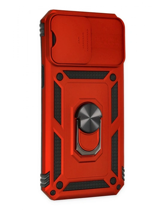 Newface iPhone 14 Pro Kılıf Pars Lens Yüzüklü Silikon - Kırmızı