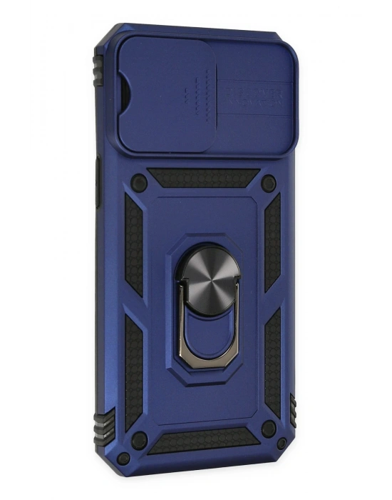 Newface iPhone 14 Pro Kılıf Pars Lens Yüzüklü Silikon - Lacivert