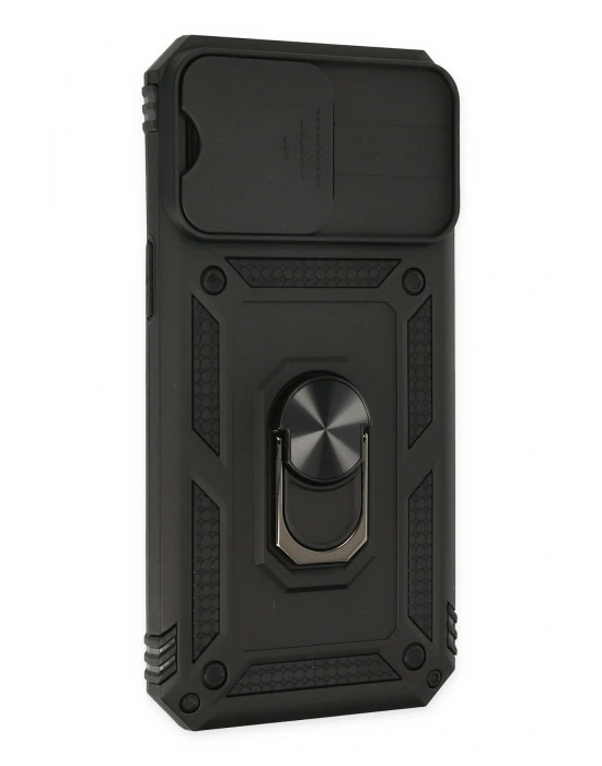 Newface iPhone 14 Pro Kılıf Pars Lens Yüzüklü Silikon - Siyah