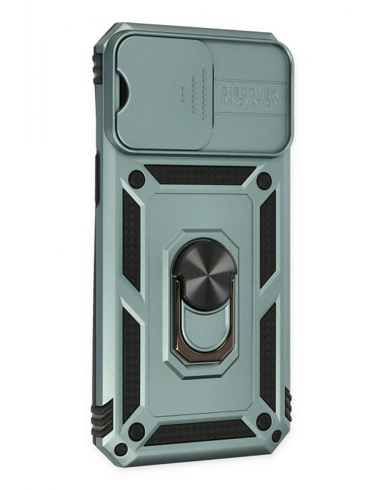 Newface iPhone 14 Pro Kılıf Pars Lens Yüzüklü Silikon - Yeşil