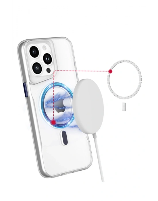 Newface iPhone 14 Pro Kılıf PC Poso Magsafe Kapak - Şeffaf