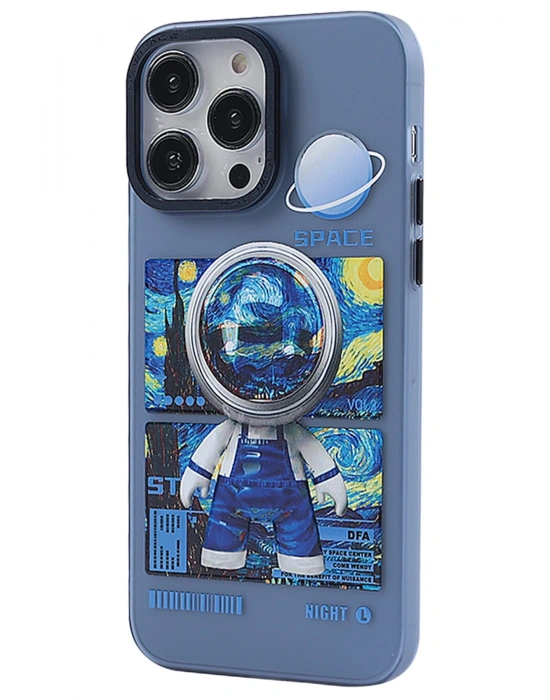 Newface iPhone 14 Pro Kılıf Prada Desenli Kapak - Prada Mavi - 1