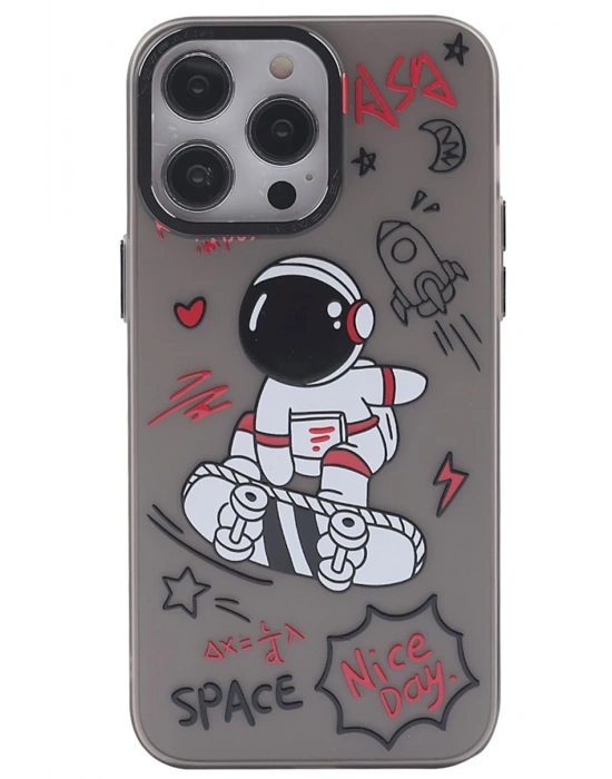 Newface iPhone 14 Pro Kılıf Prada Desenli Kapak - Prada Siyah - 1